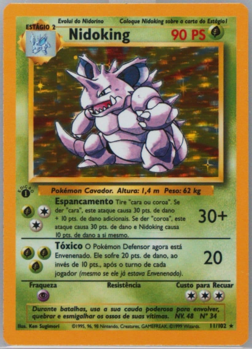 Nidoking-Holo 1st Edition (11) 1999 Pokemon Portuguese