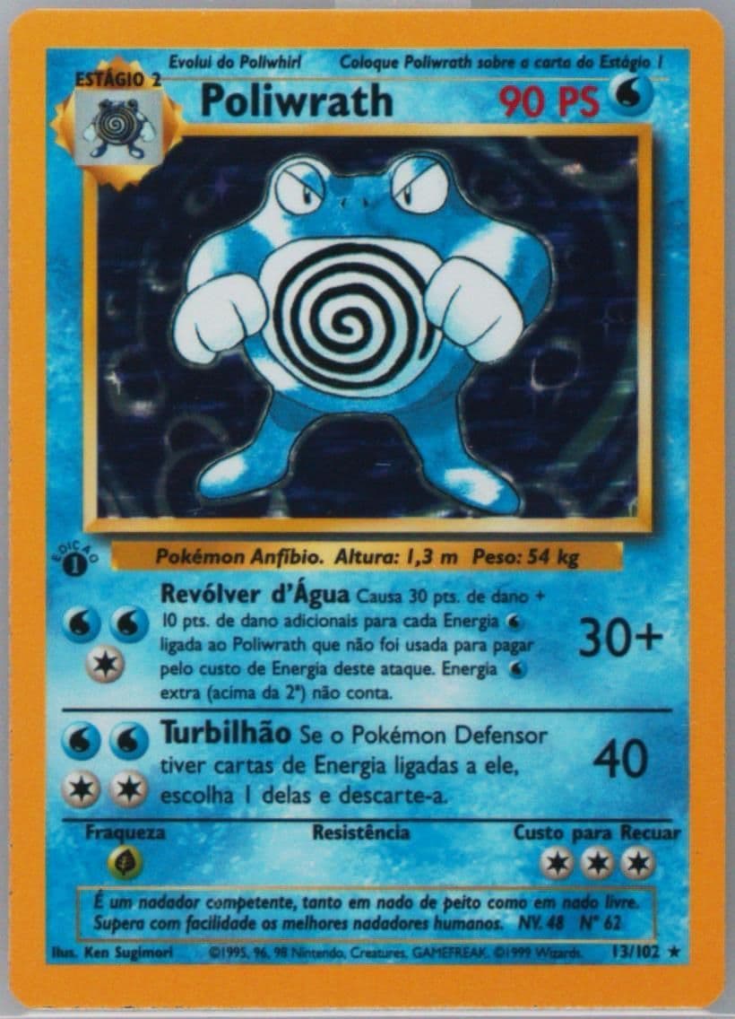 Poliwrath-Holo 1st Edition (13) 1999 Pokemon Portuguese