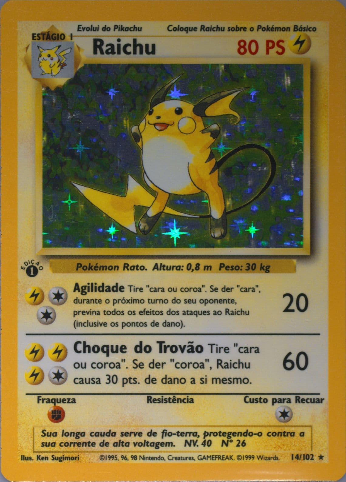 Raichu-Holo 1st Edition (14) 1999 Pokemon Portuguese
