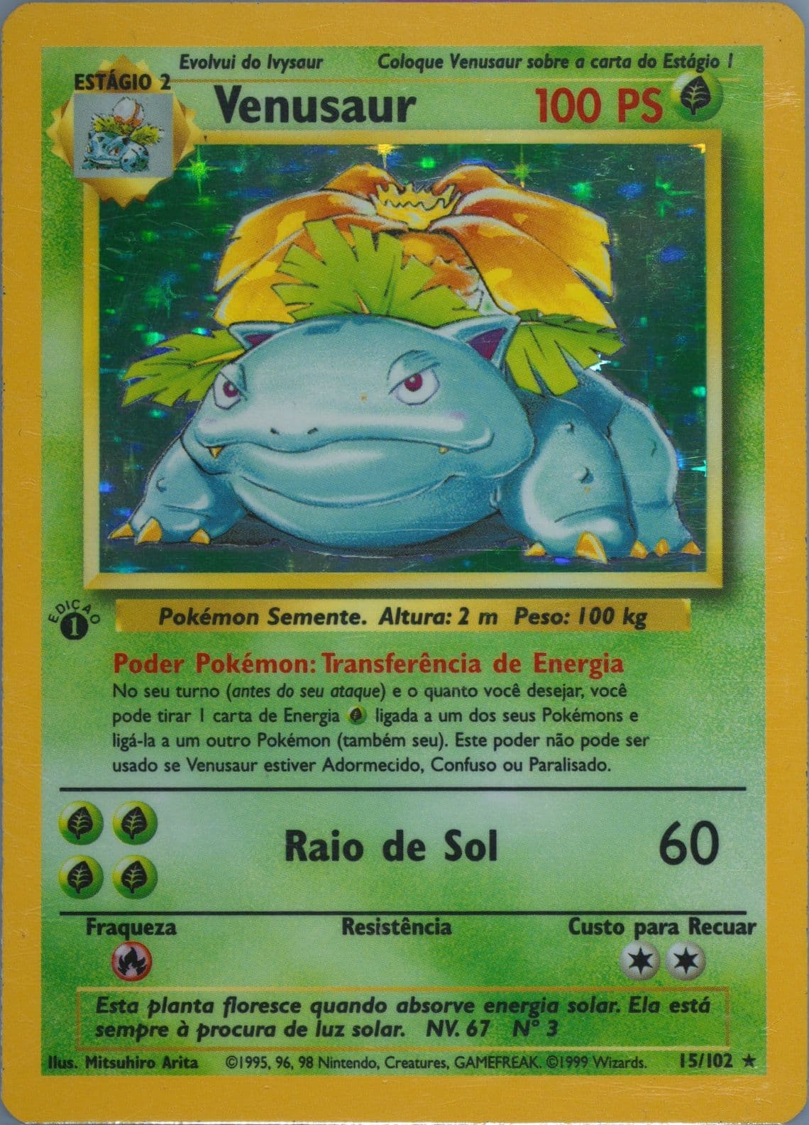 Venusaur-Holo 1st Edition (15) 1999 Pokemon Portuguese