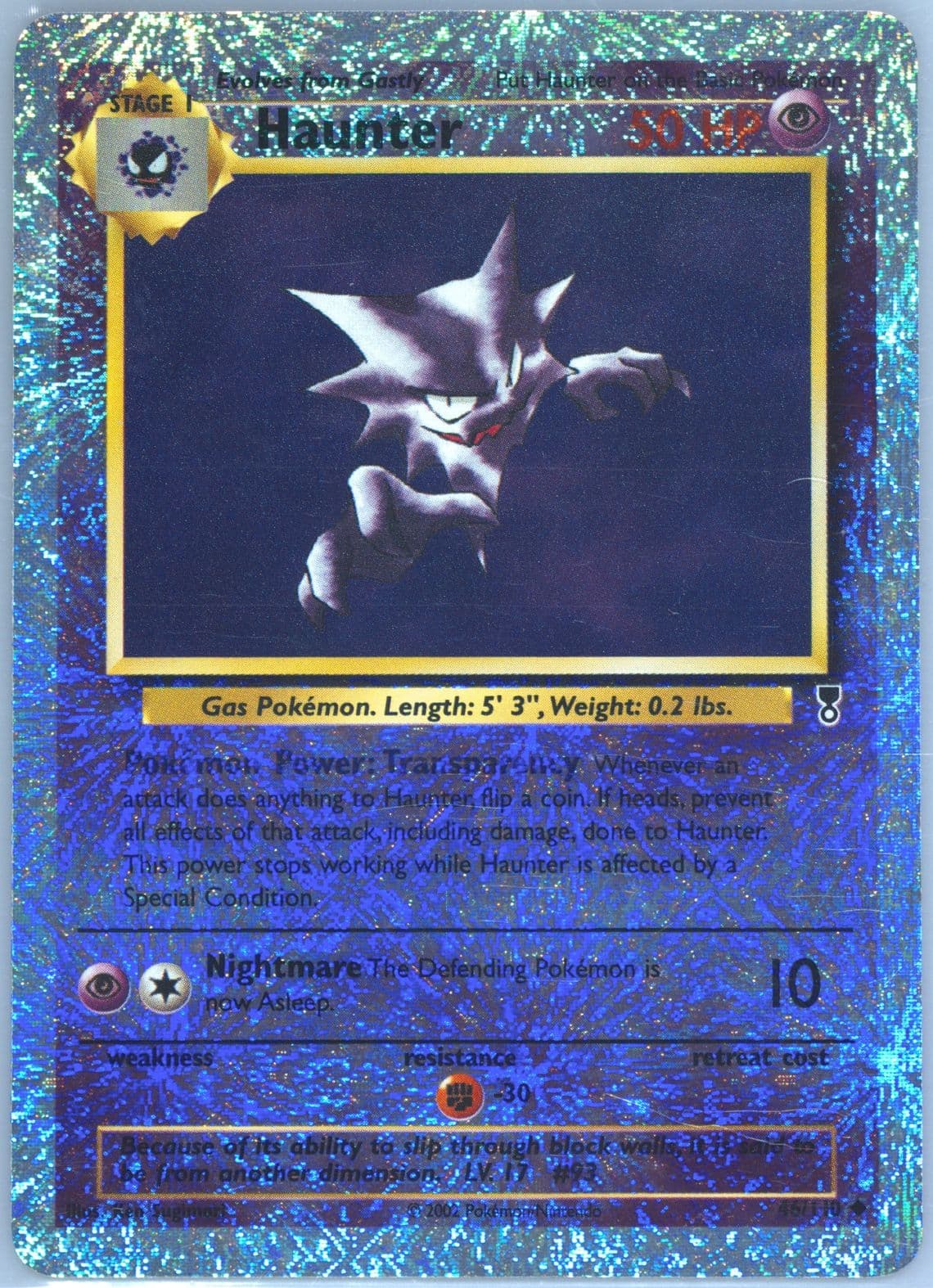 Haunter-Reverse Foil (46) 2002 Pokemon Legendary Collection