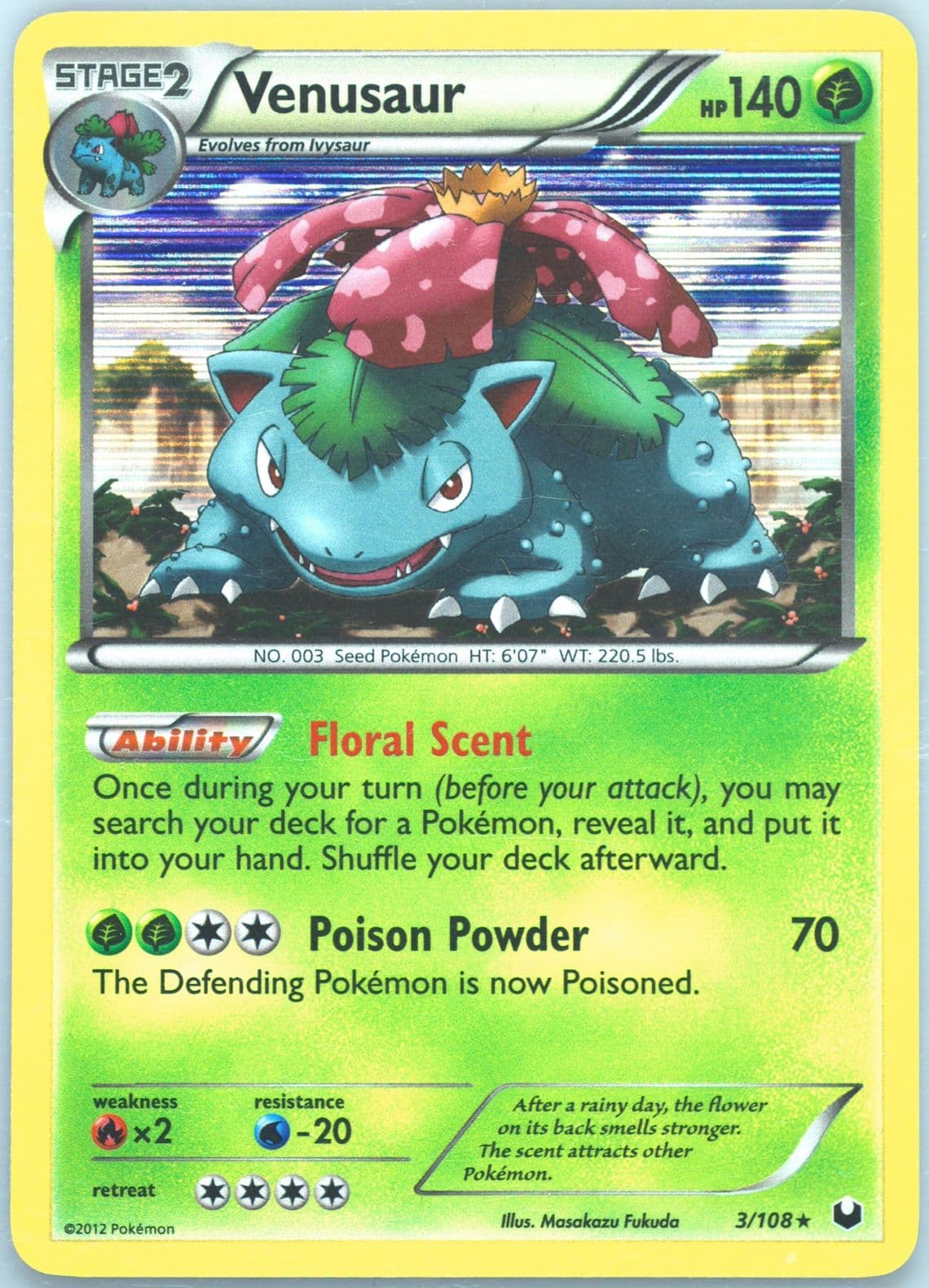 Venusaur-Holo (3) 2012 Pokemon Black & White Dark Explorers