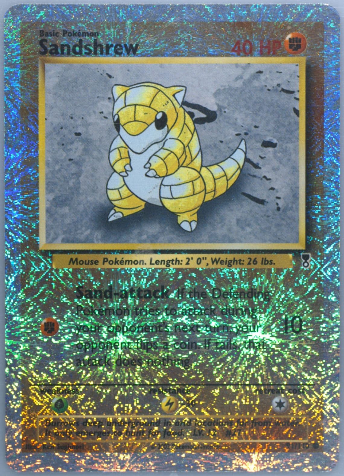 Sandshrew-Reverse Foil (91) 2002 Pokemon Legendary Collection