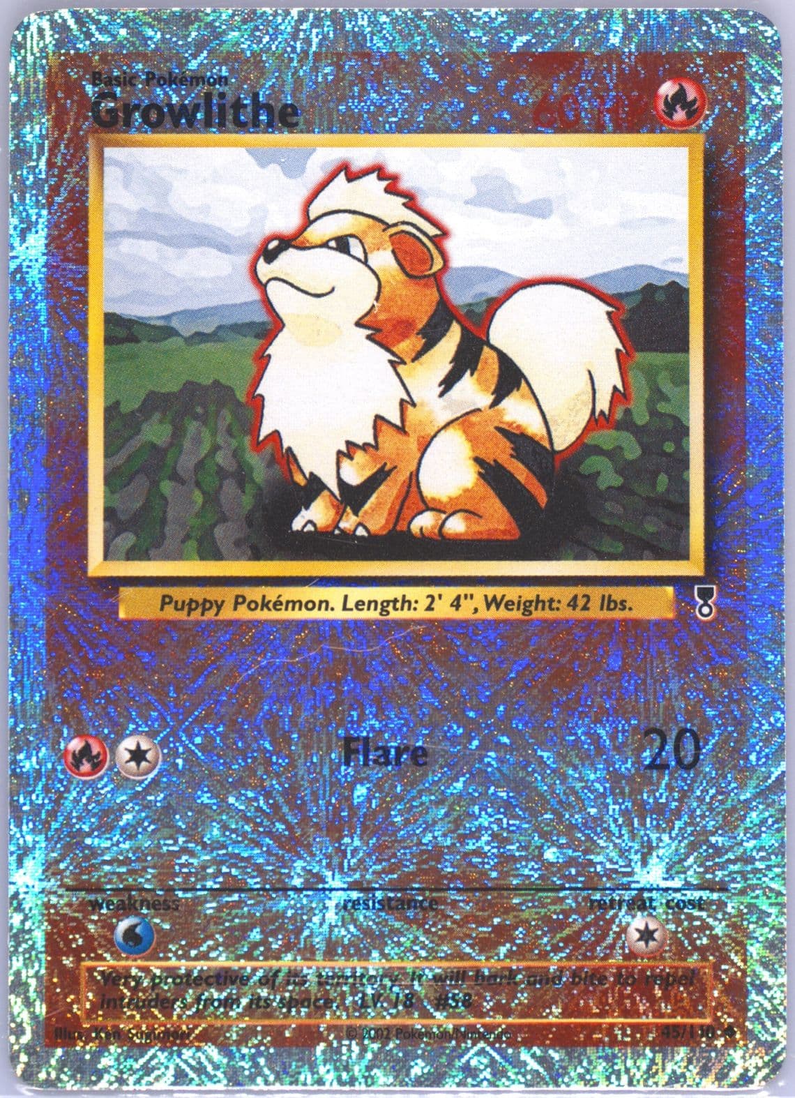 Growlithe-Reverse Foil (45) 2002 Pokemon Legendary Collection