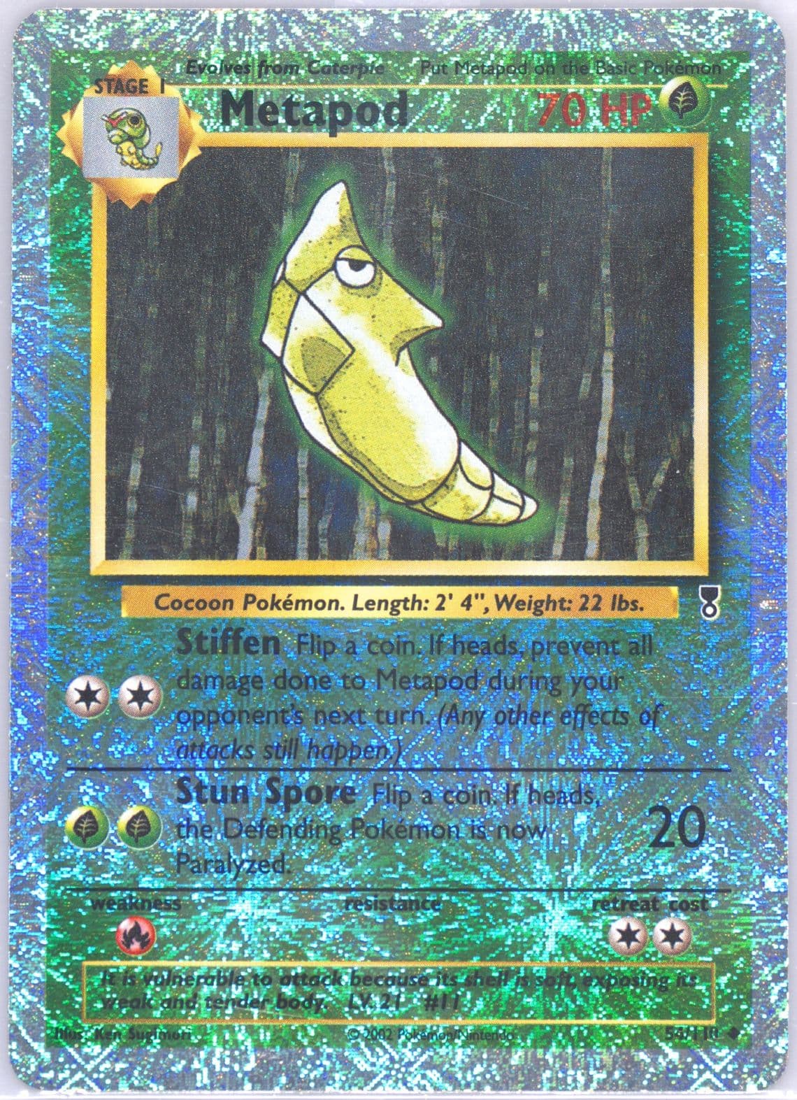 Metapod-Reverse Foil (54) 2002 Pokemon Legendary Collection