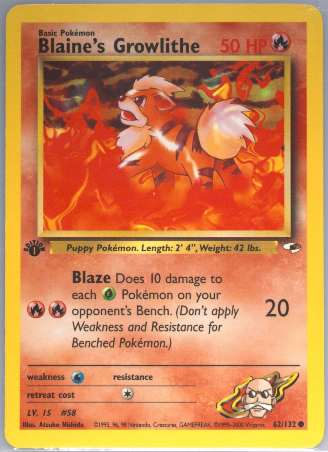 Blaine's Growlithe 1st Edition (62) 2000 Pokemon Gym Heroes