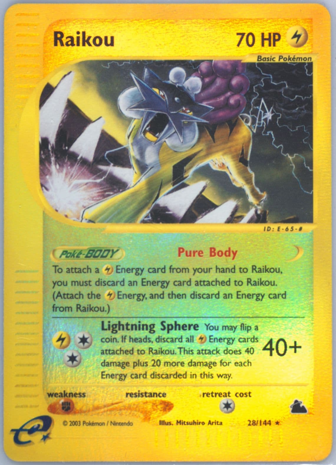 Raikou-Reverse Foil (28) 2003 Pokemon Skyridge