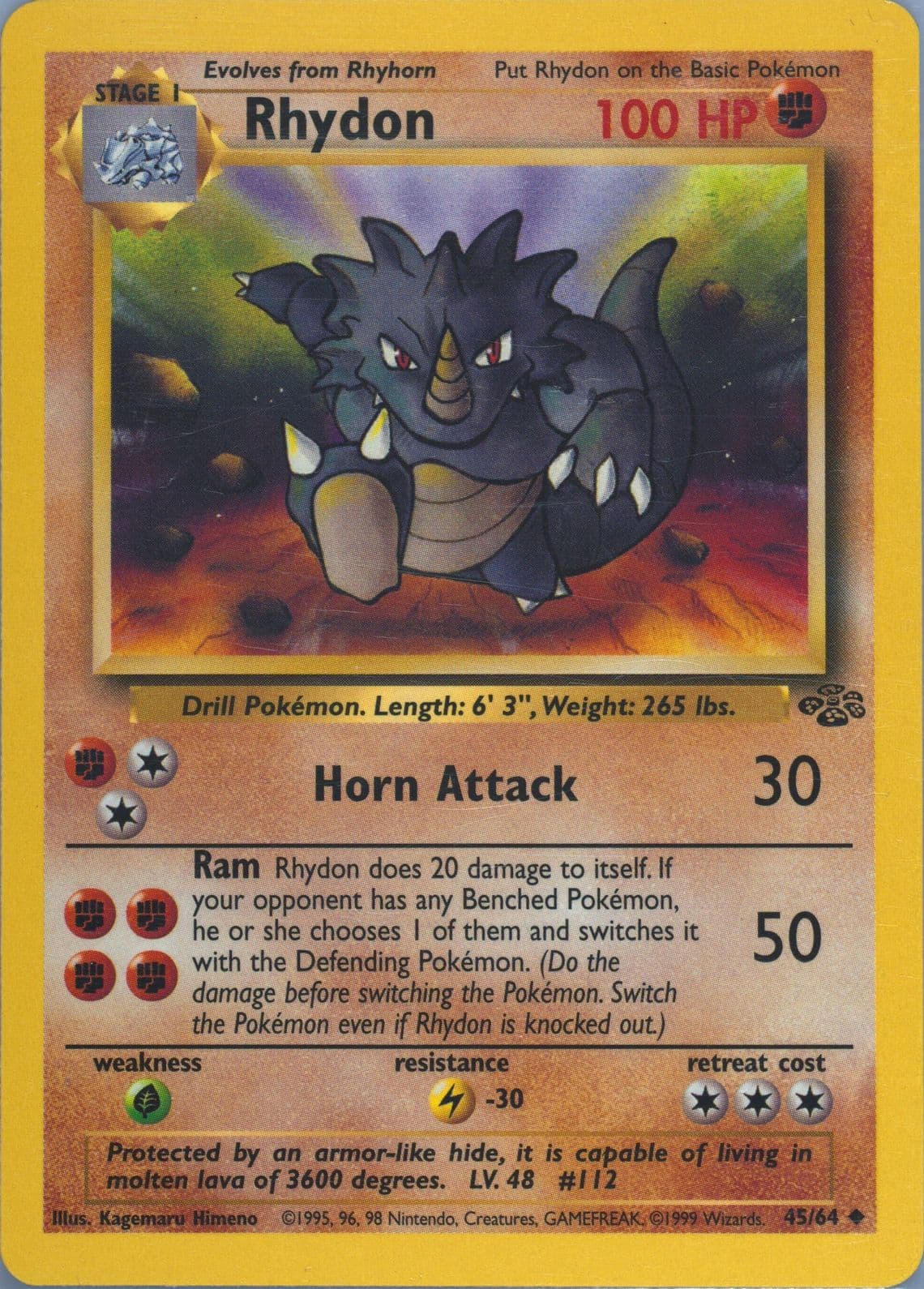 Rhydon (45) 1999 Pokemon Jungle