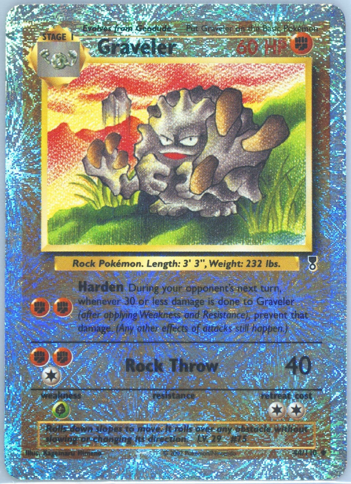 Graveler-Reverse Foil (44) 2002 Pokemon Legendary Collection