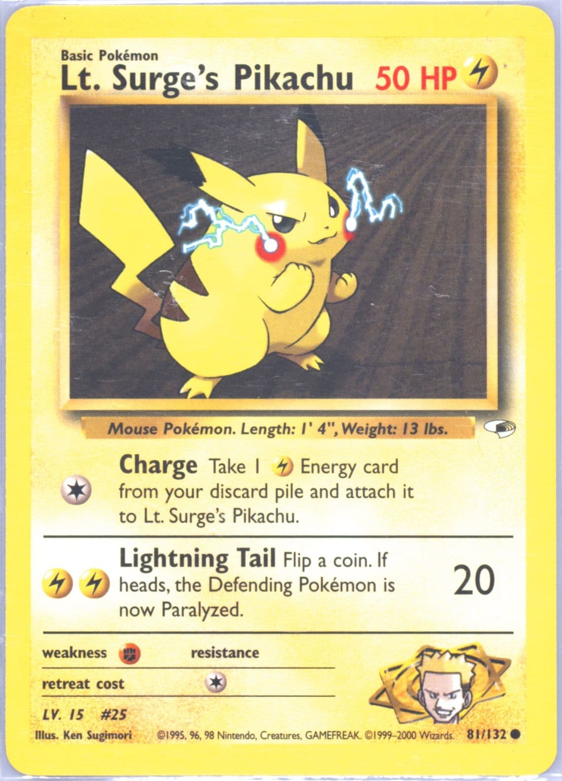 LT. Surge's Pikachu (81) 2000 Pokemon Gym Heroes
