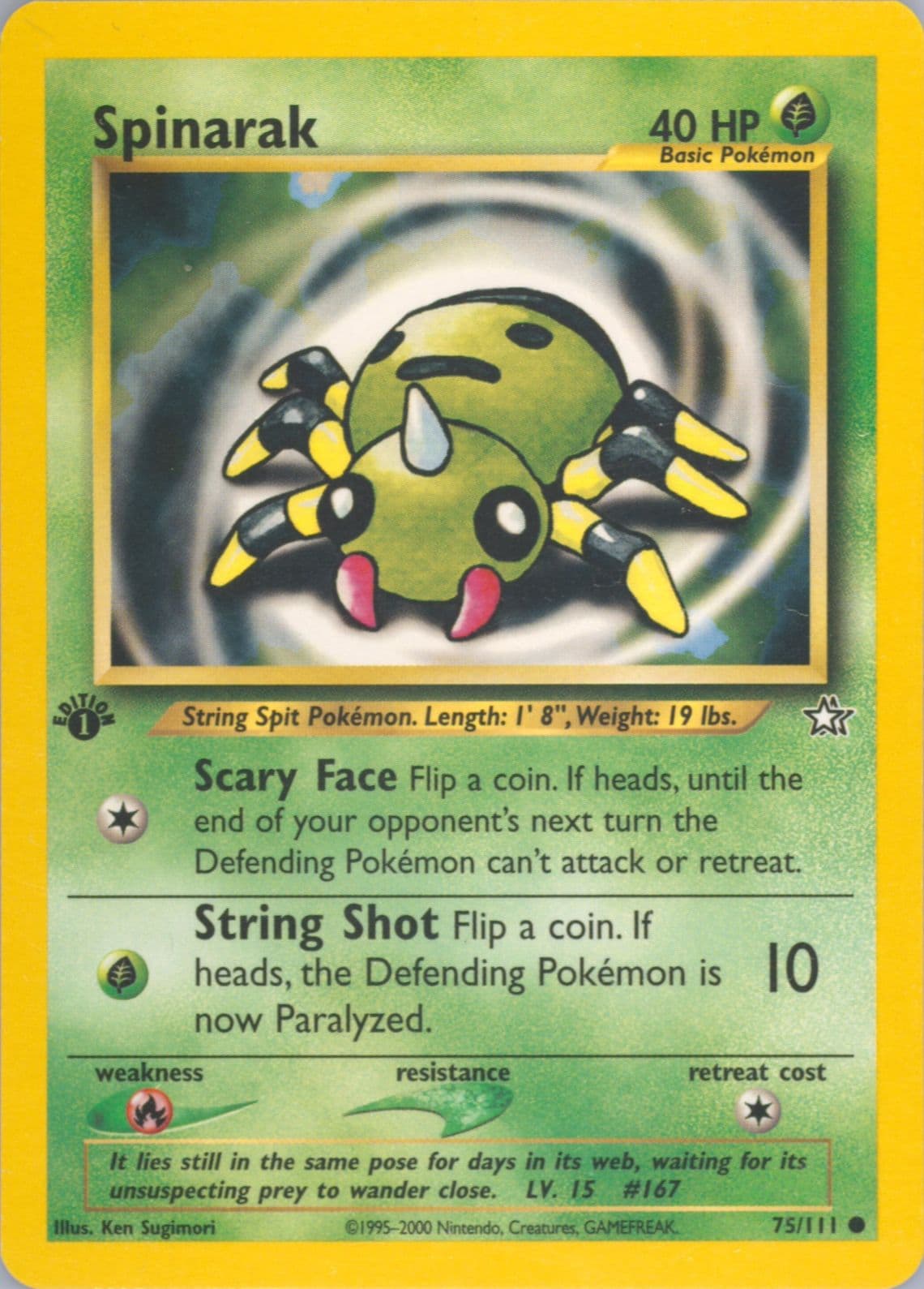 Spinarak (75) 2000 Pokemon Neo Genesis 1st Edition