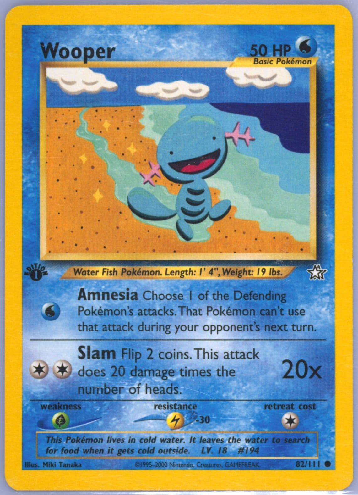 Wooper (82) 2000 Pokemon Neo Genesis 1st Edition