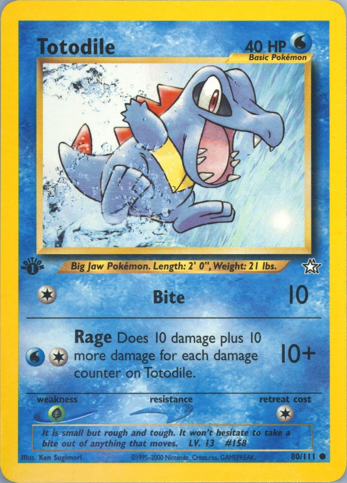 Totodile (80) 2000 Pokemon Neo Genesis 1st Edition
