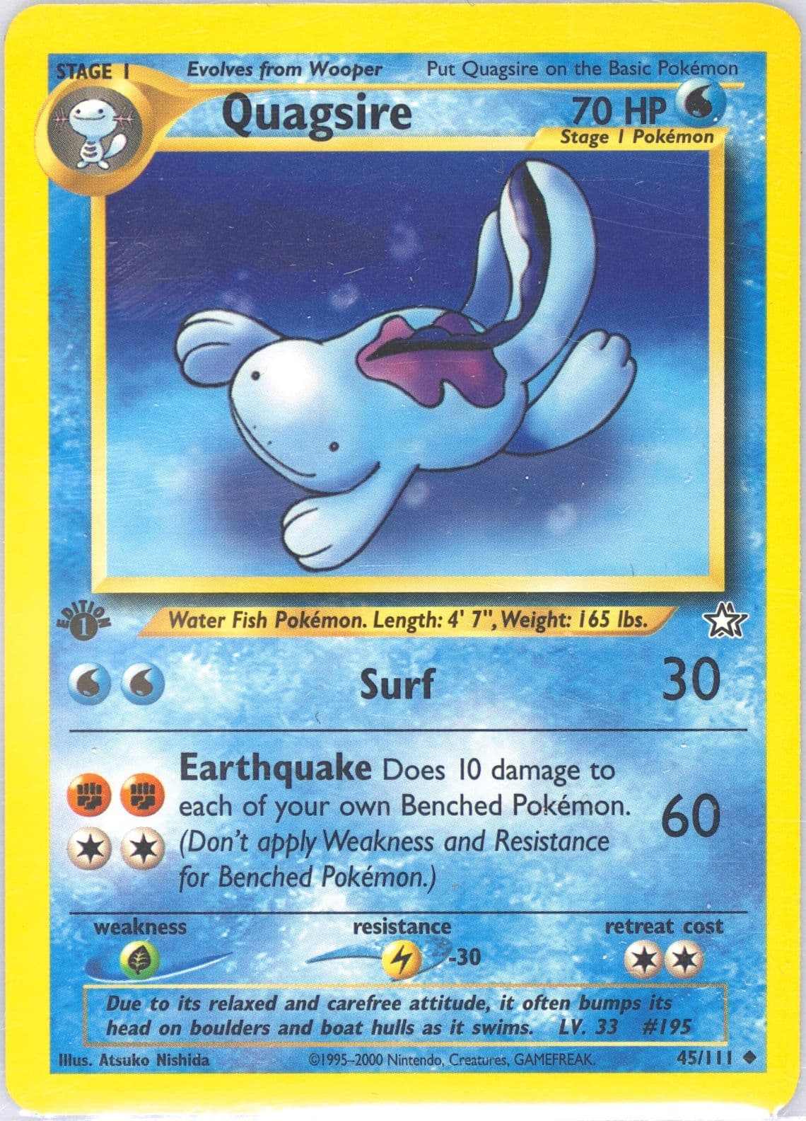 Quagsire (45) 2000 Pokemon Neo Genesis 1st Edition