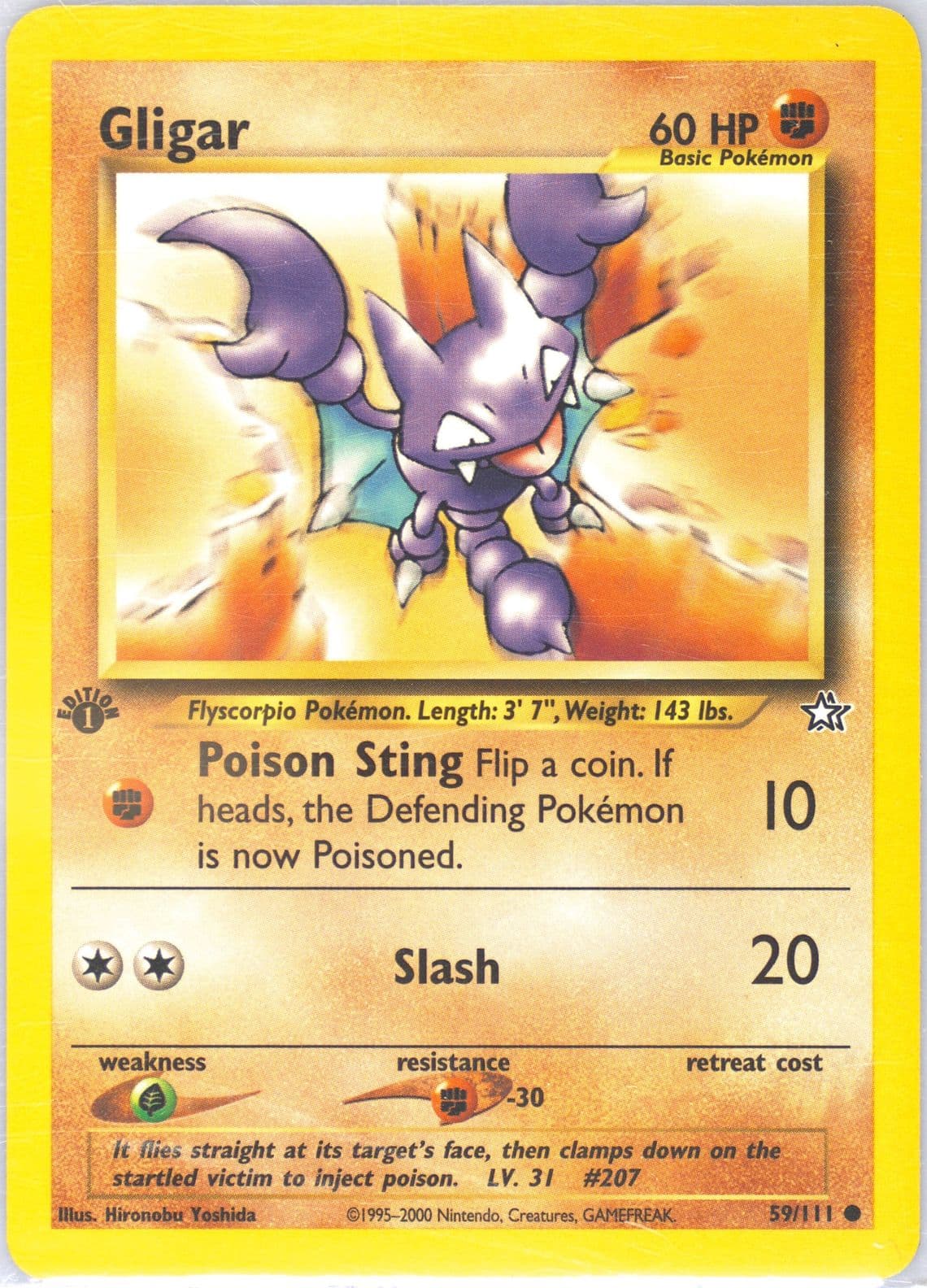 Gligar (59) 2000 Pokemon Neo Genesis 1st Edition