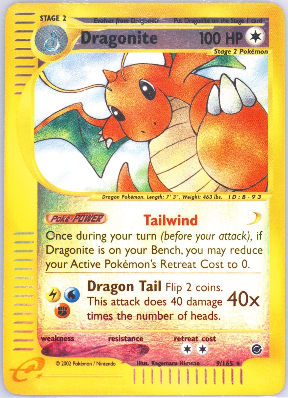 Dragonite-Reverse Foil (9) 2002 Pokemon Expedition