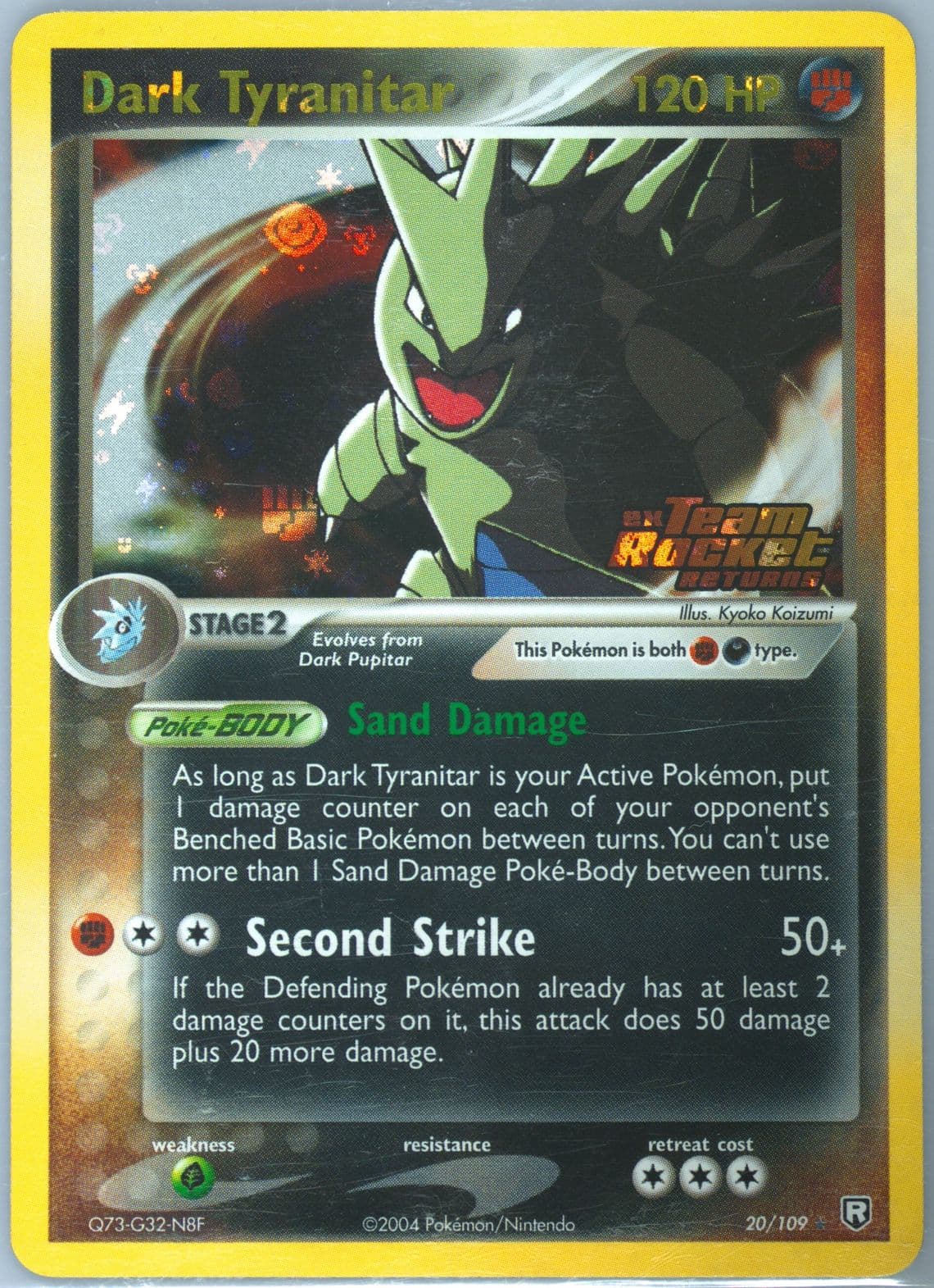 Dark Tyranitar-Reverse Foil (20) 2004 Pokemon EX Team Rocket Returns