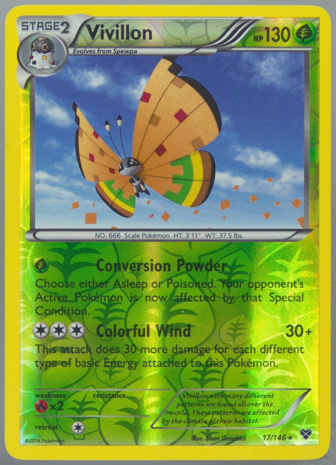 Vivillon-Reverse Foil High Plains (17) 2014 Pokemon XY
