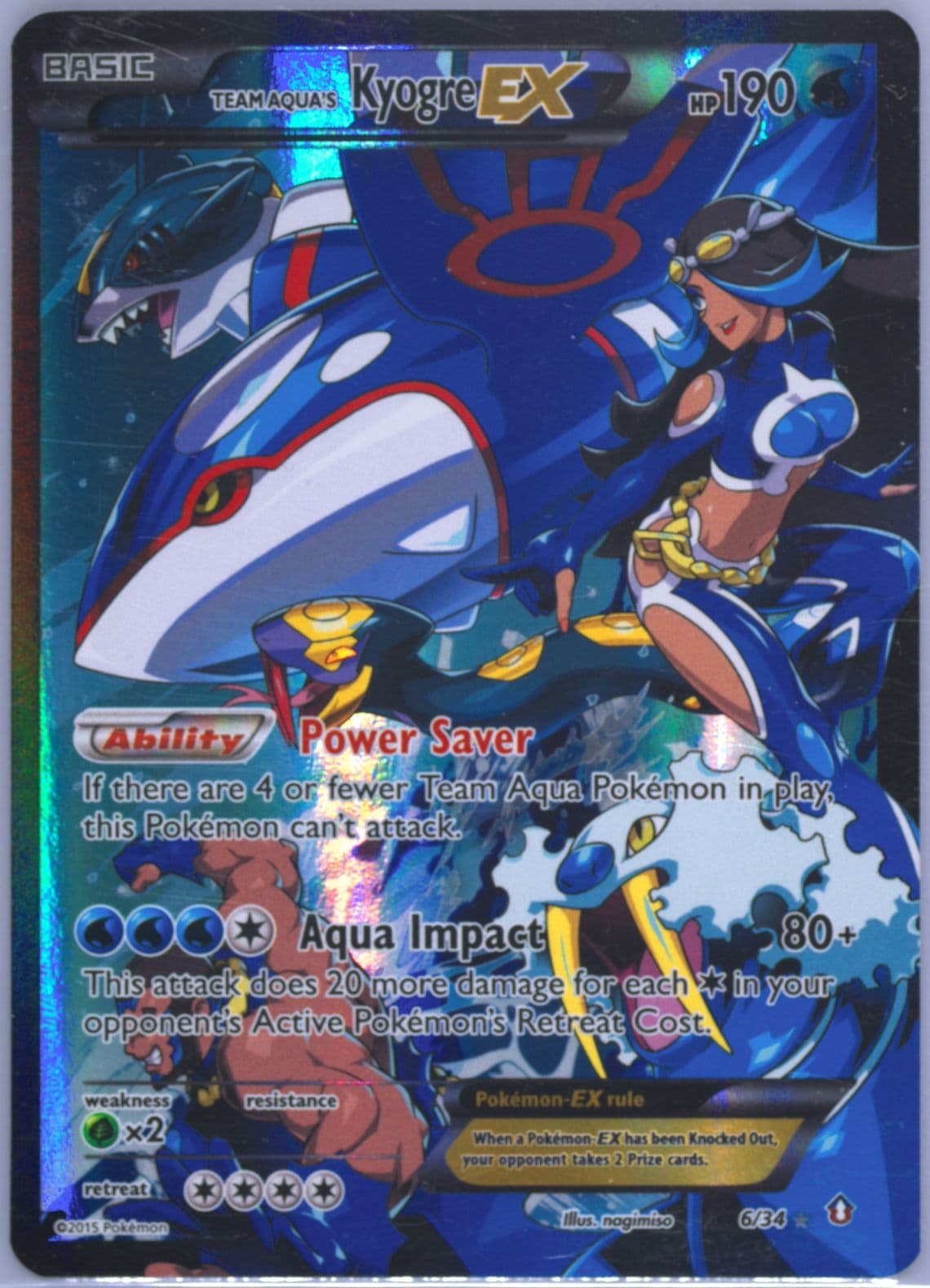 Full Art/Team Aqua's Kyogre EX (6) 2015 Pokemon XY Double Crisis