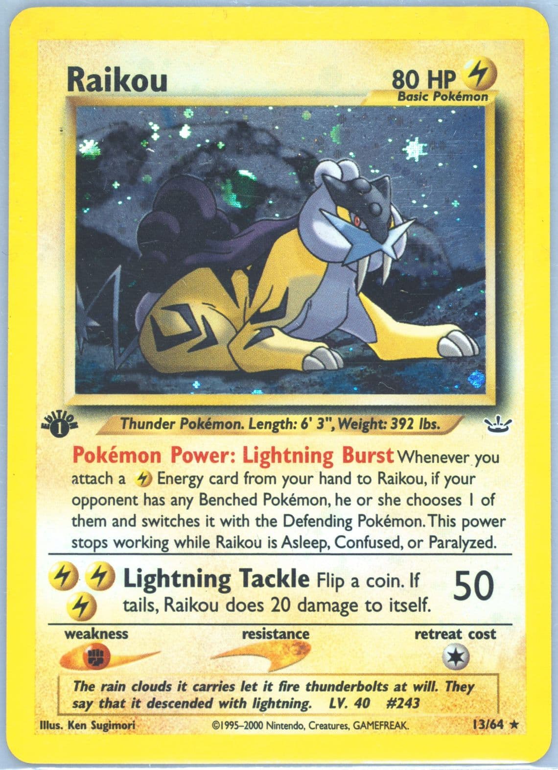 Raikou-Holo (13) 2001 Pokemon Neo Revelation 1st Edition