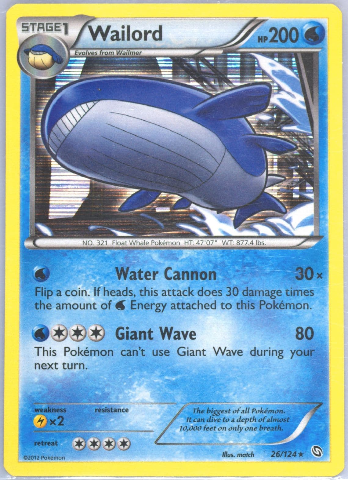 Wailord-Holo (26) 2012 Pokemon Black & White Dragons Exalted
