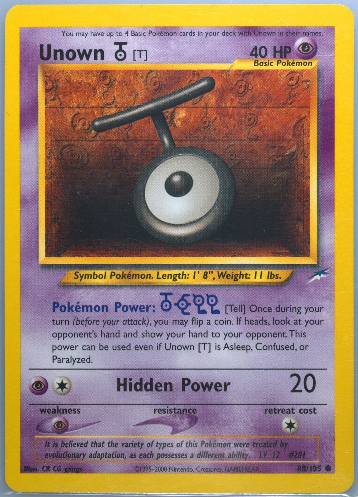 Unown T (88) 2002 Pokemon Neo Destiny