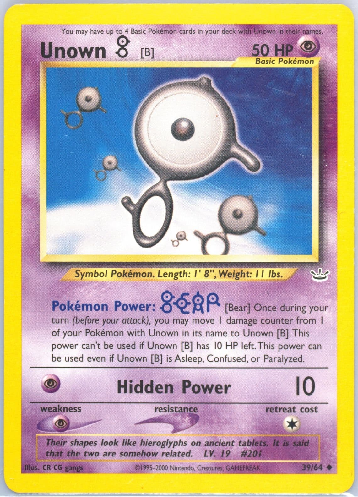 Unown B (39) 2001 Pokemon Neo Revelation