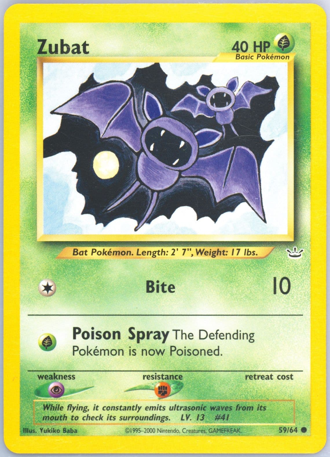 Zubat (59) 2001 Pokemon Neo Revelation