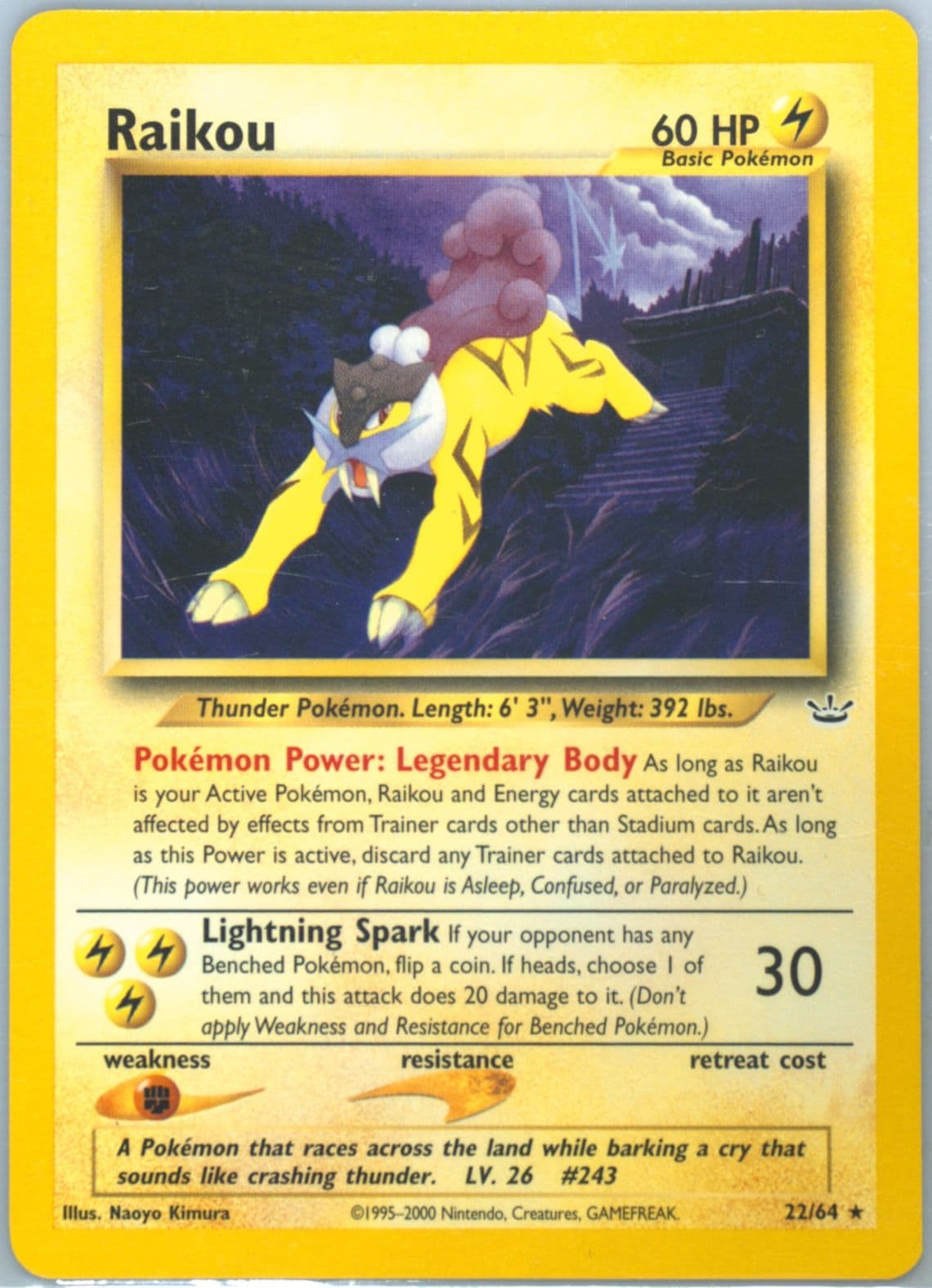 Raikou (22) 2001 Pokemon Neo Revelation