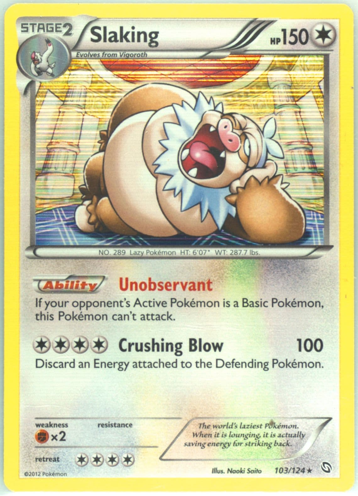 Slaking-Holo (103) 2012 Pokemon Black & White Dragons Exalted