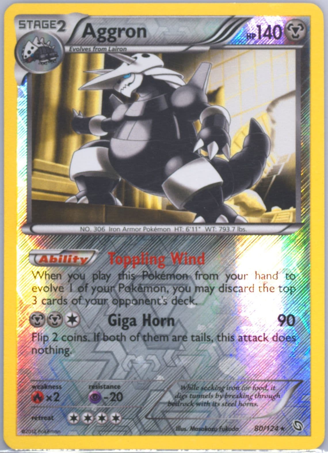 Aggron-Reverse Foil (80) 2012 Pokemon Black & White Dragons Exalted