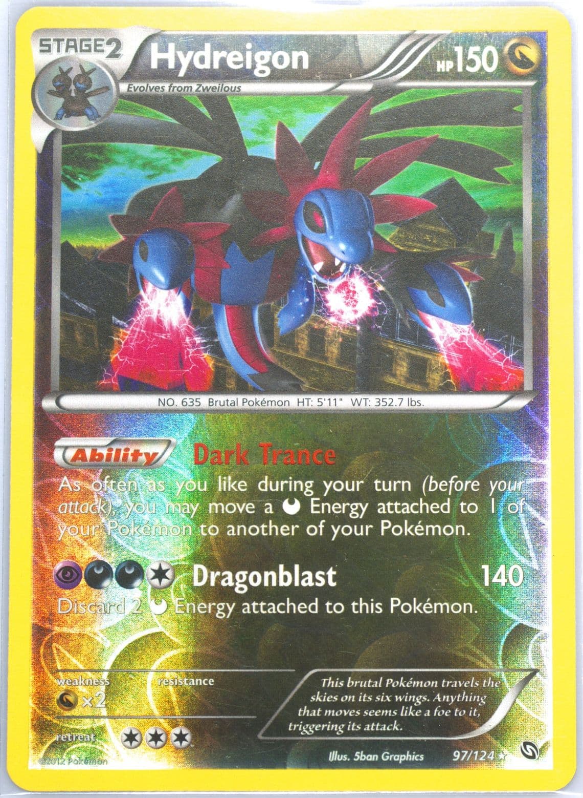 Hydreigon-Reverse Foil (97) 2012 Pokemon Black & White Dragons Exalted