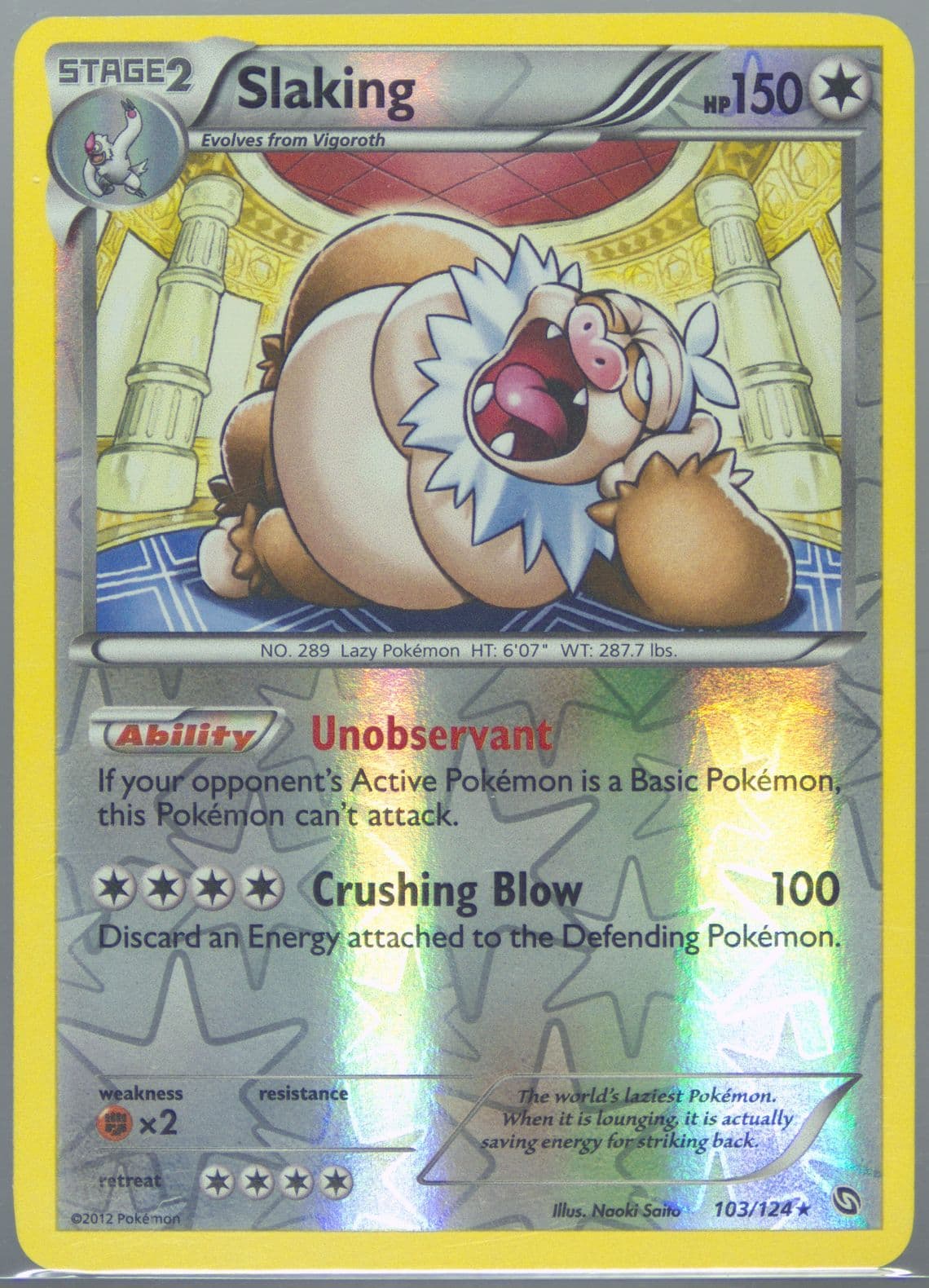 Slaking-Reverse Foil (103) 2012 Pokemon Black & White Dragons Exalted