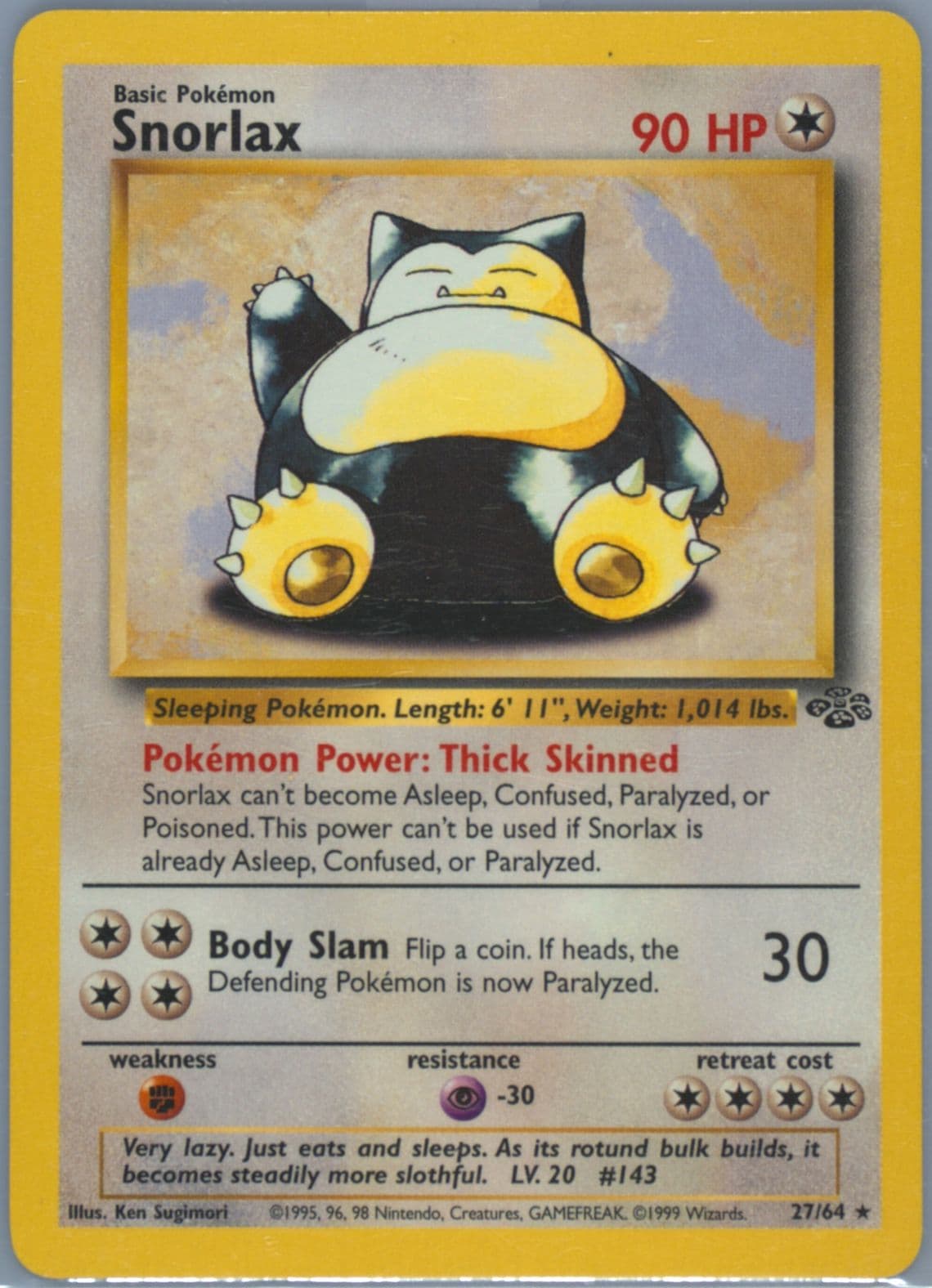Snorlax (27) 1999 Pokemon Jungle