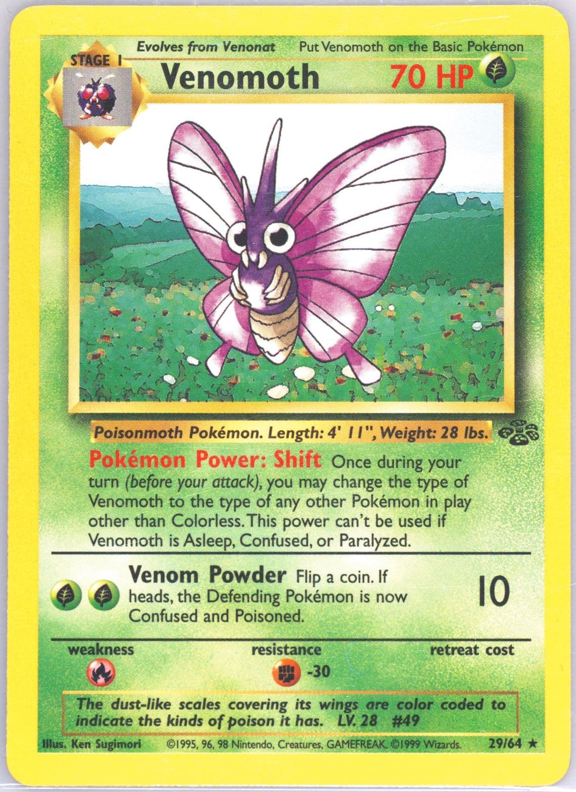 1995 venonat pokemon card value Vintage Common - Set/4 Base Set 2 Non-holo Cards 97/130 - LP Mint / near mint condition trading card Venonat Card Prices & Value