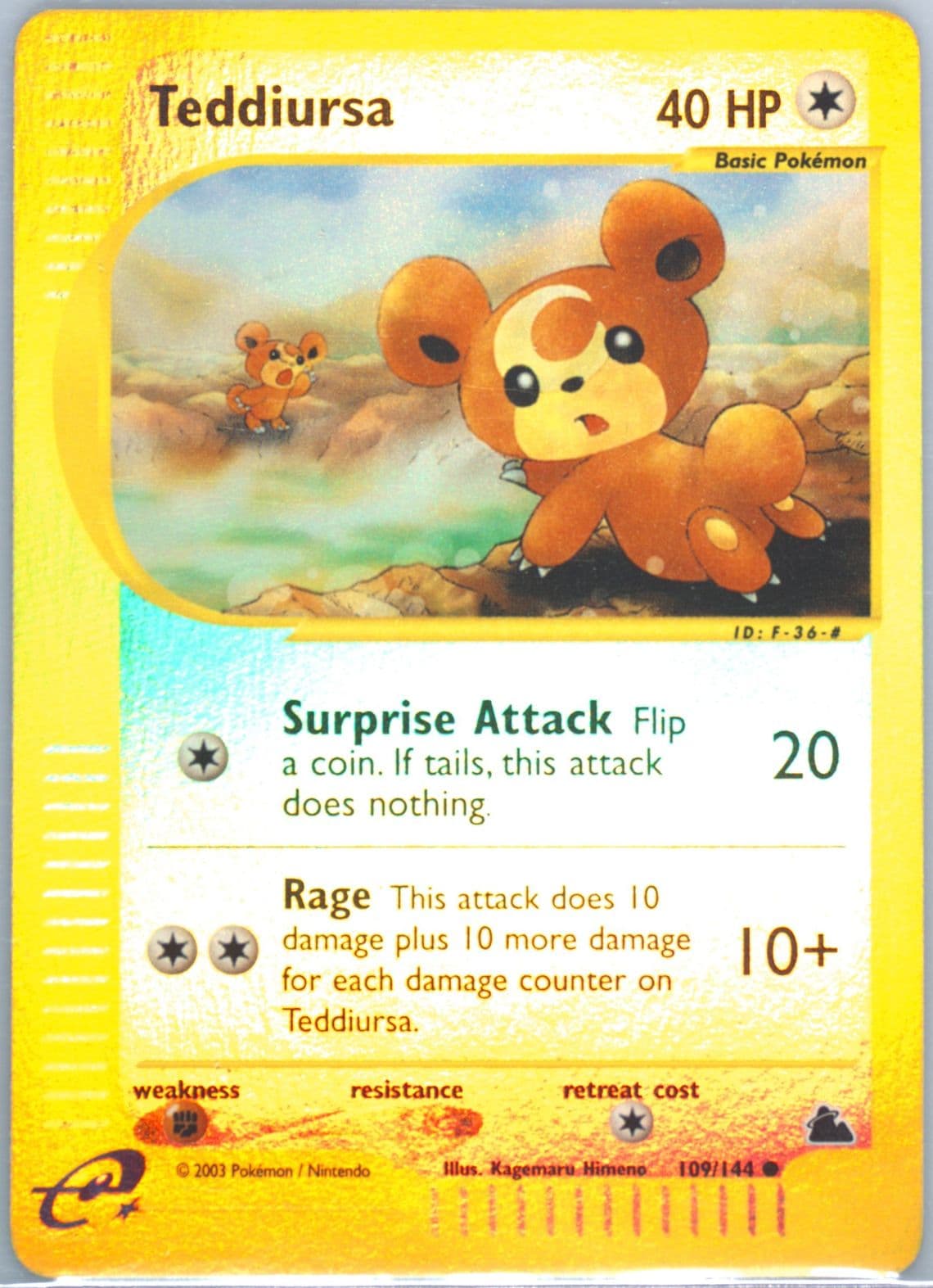 Teddiursa-Reverse Foil (109) 2003 Pokemon Skyridge
