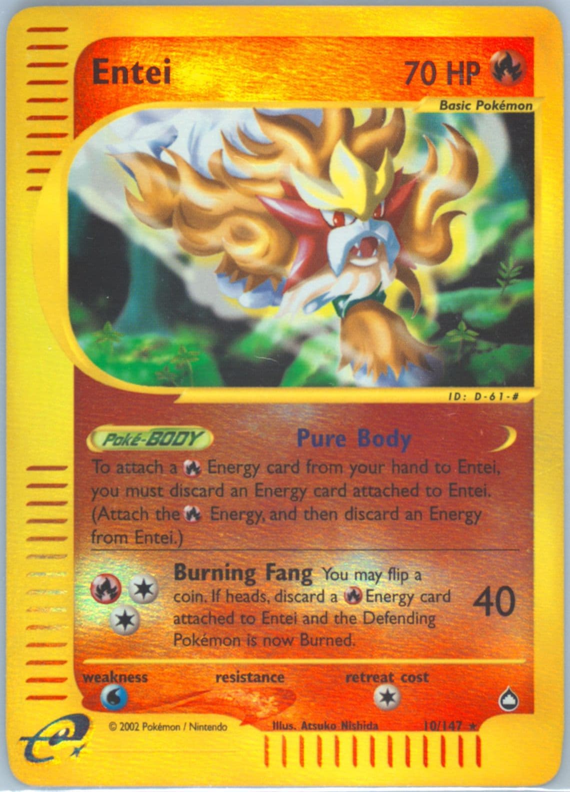 Entei-Reverse Foil (10) 2003 Pokemon Aquapolis