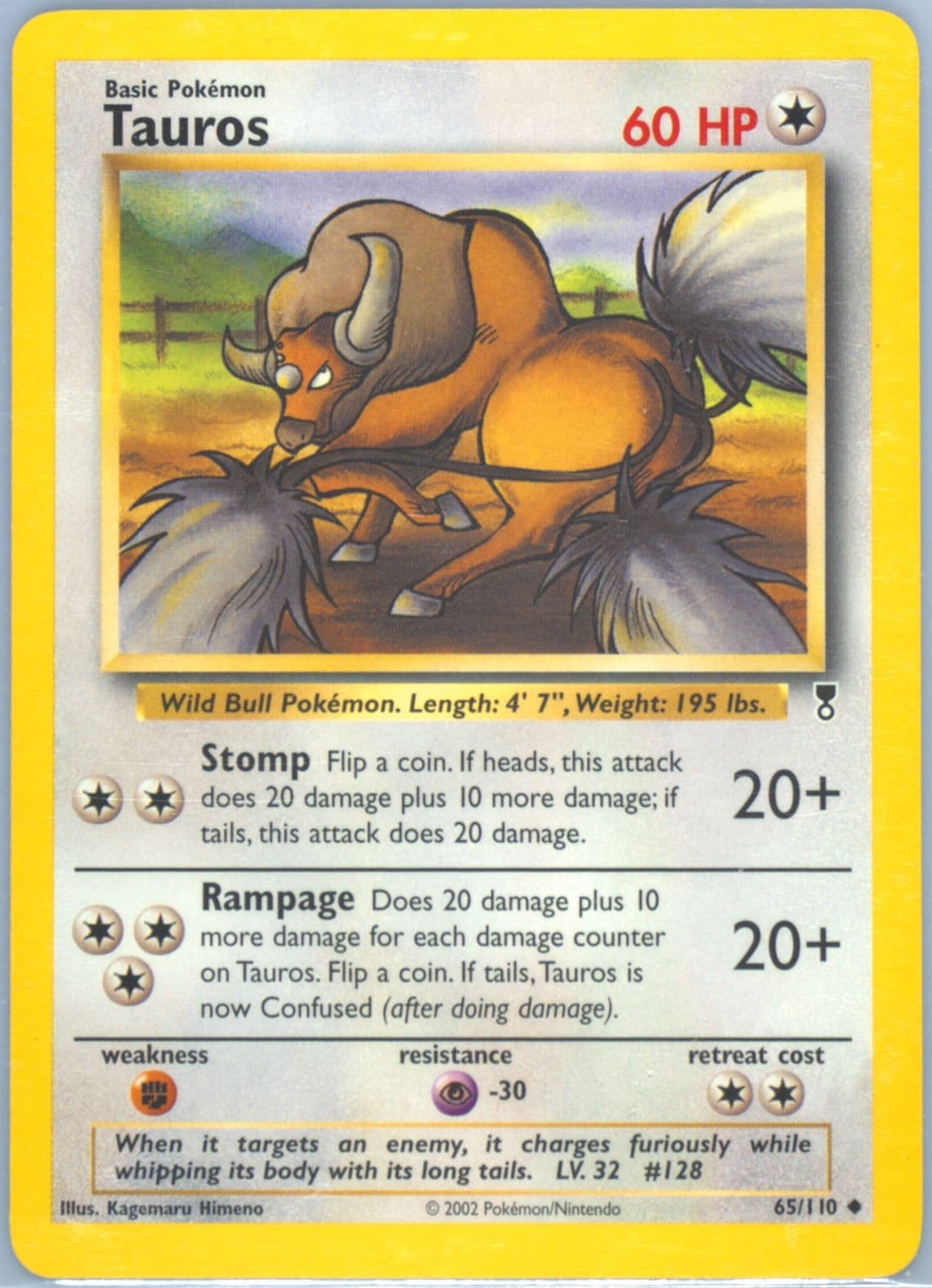 Tauros (65) 2002 Pokemon Legendary Collection