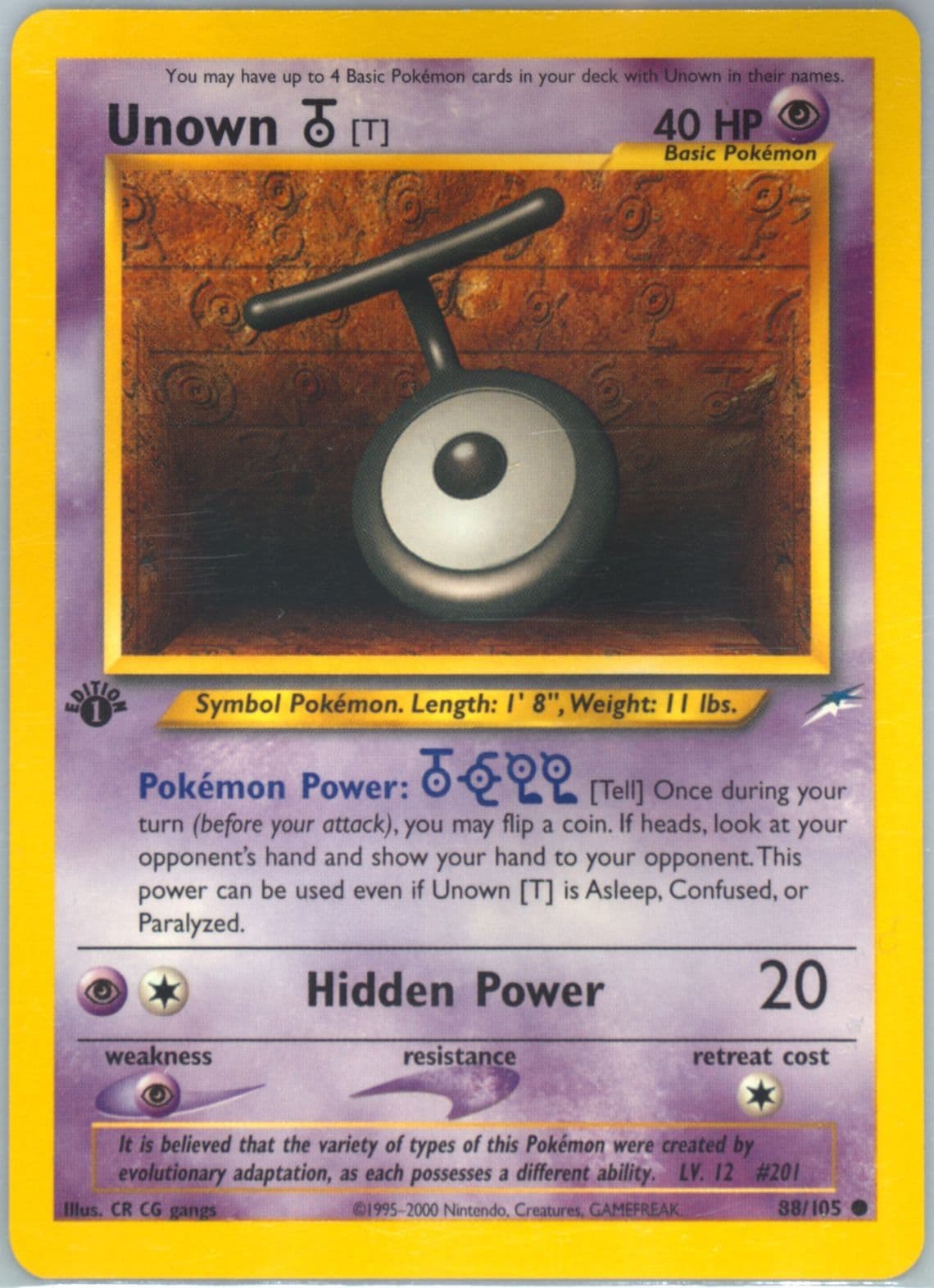 Unown T 1st Edition (88) 2002 Pokemon Neo Destiny