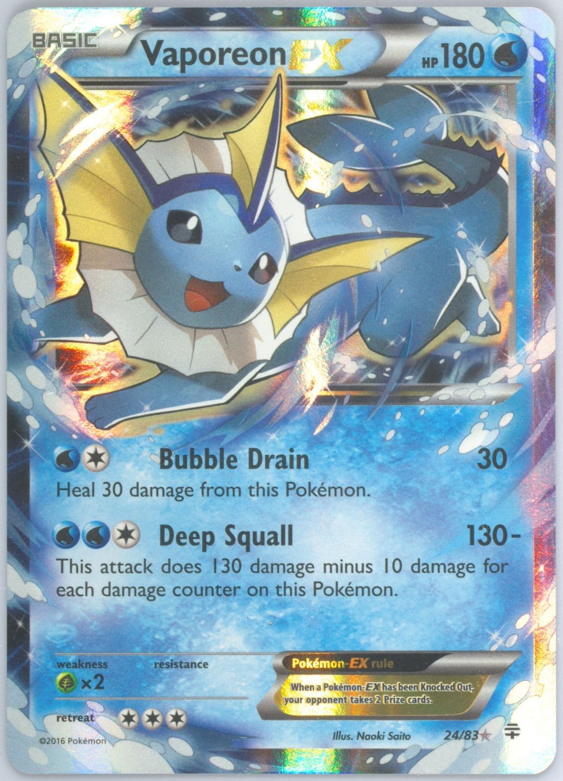 Vaporeon EX (24) 2016 Pokemon XY Generations
