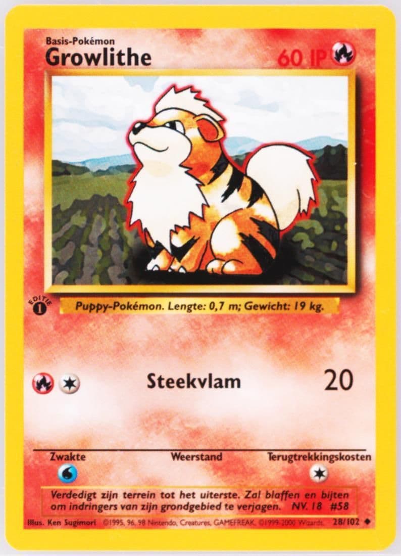Growlithe 1st Edition (28) 1999 Pokemon Dutch
