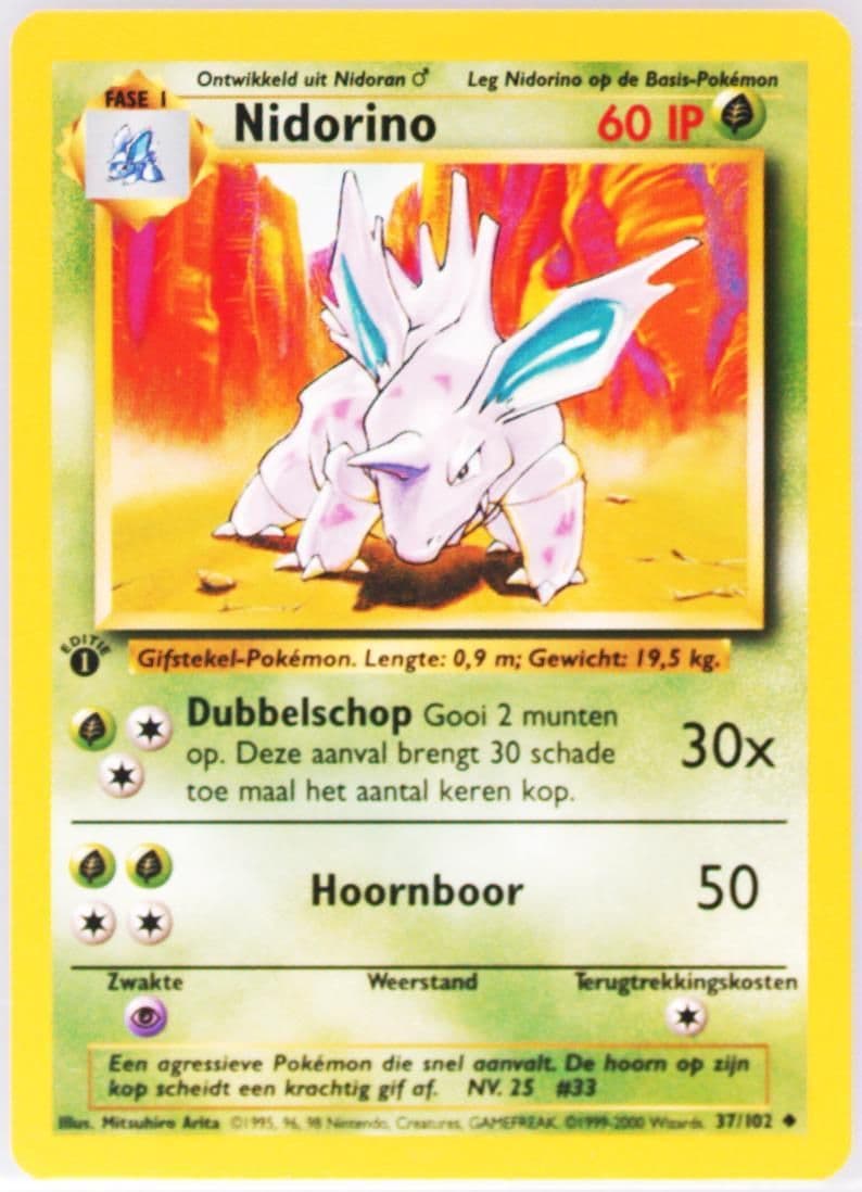 Nidorino 1st Edition (37) 1999 Pokemon Dutch