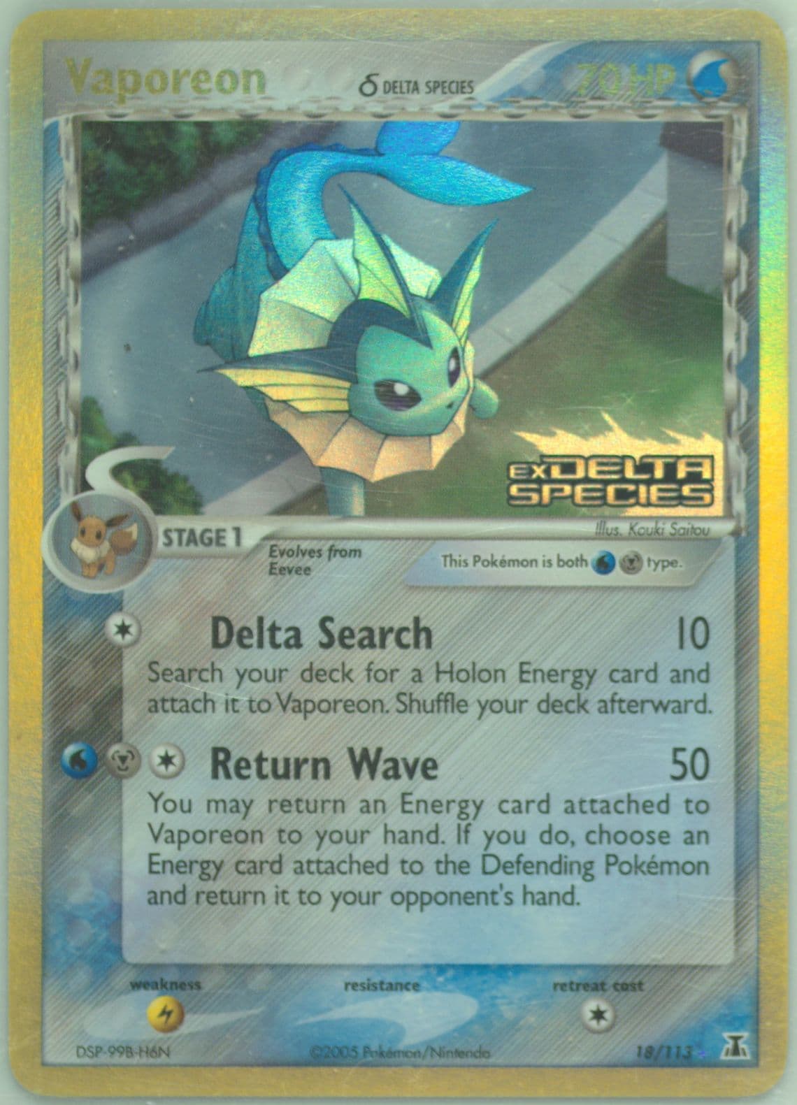 Vaporeon-Reverse Foil (18) 2005 Pokemon EX Delta Species