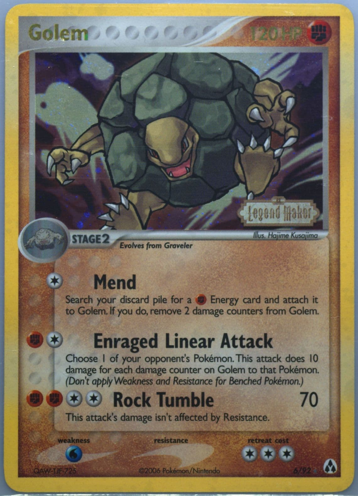 Golem-Reverse Foil (6) 2006 Pokemon EX Legend Maker