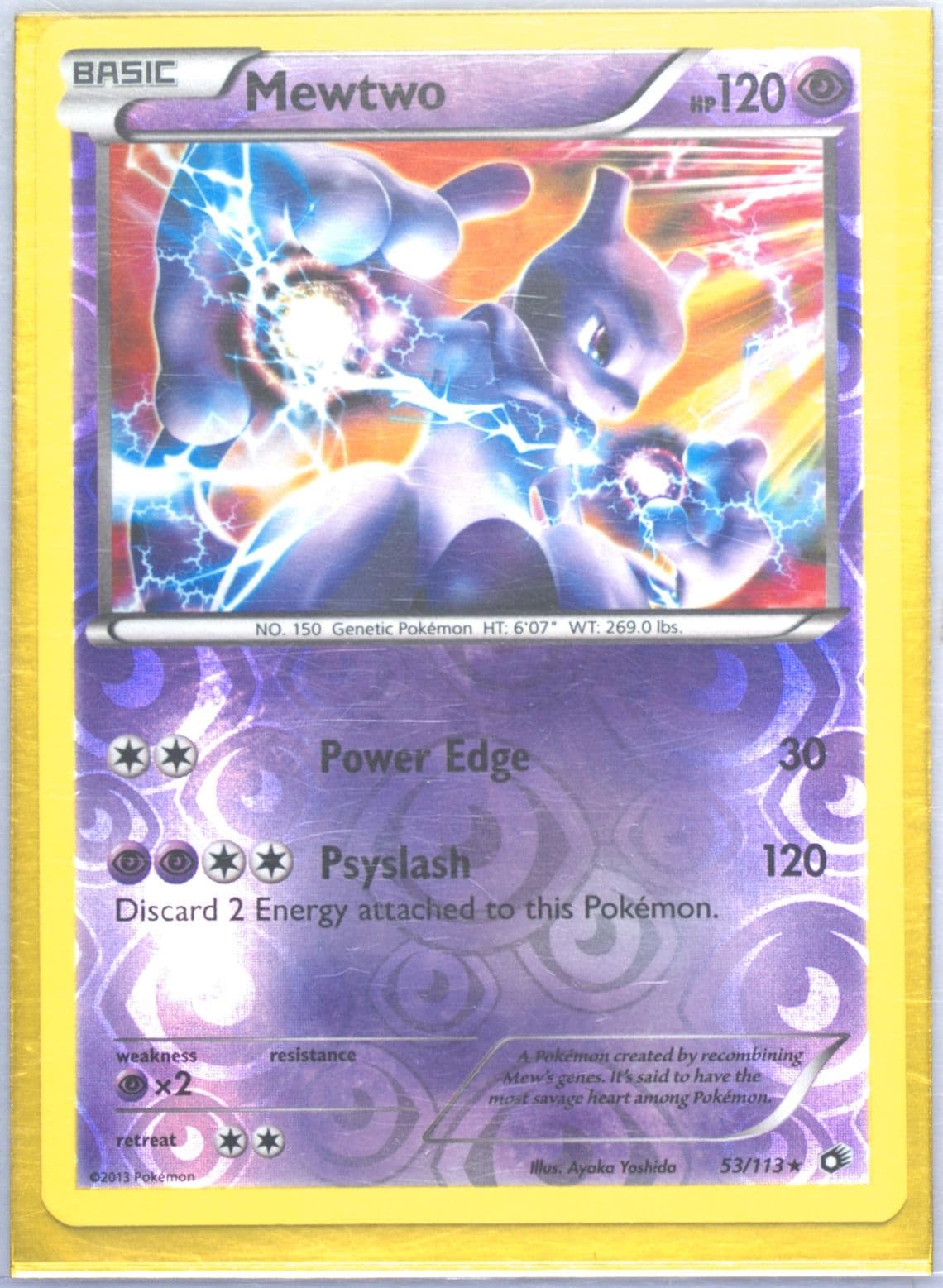 Mewtwo-Reverse Foil (53) 2013 Pokemon Black & White Legendary Treasures