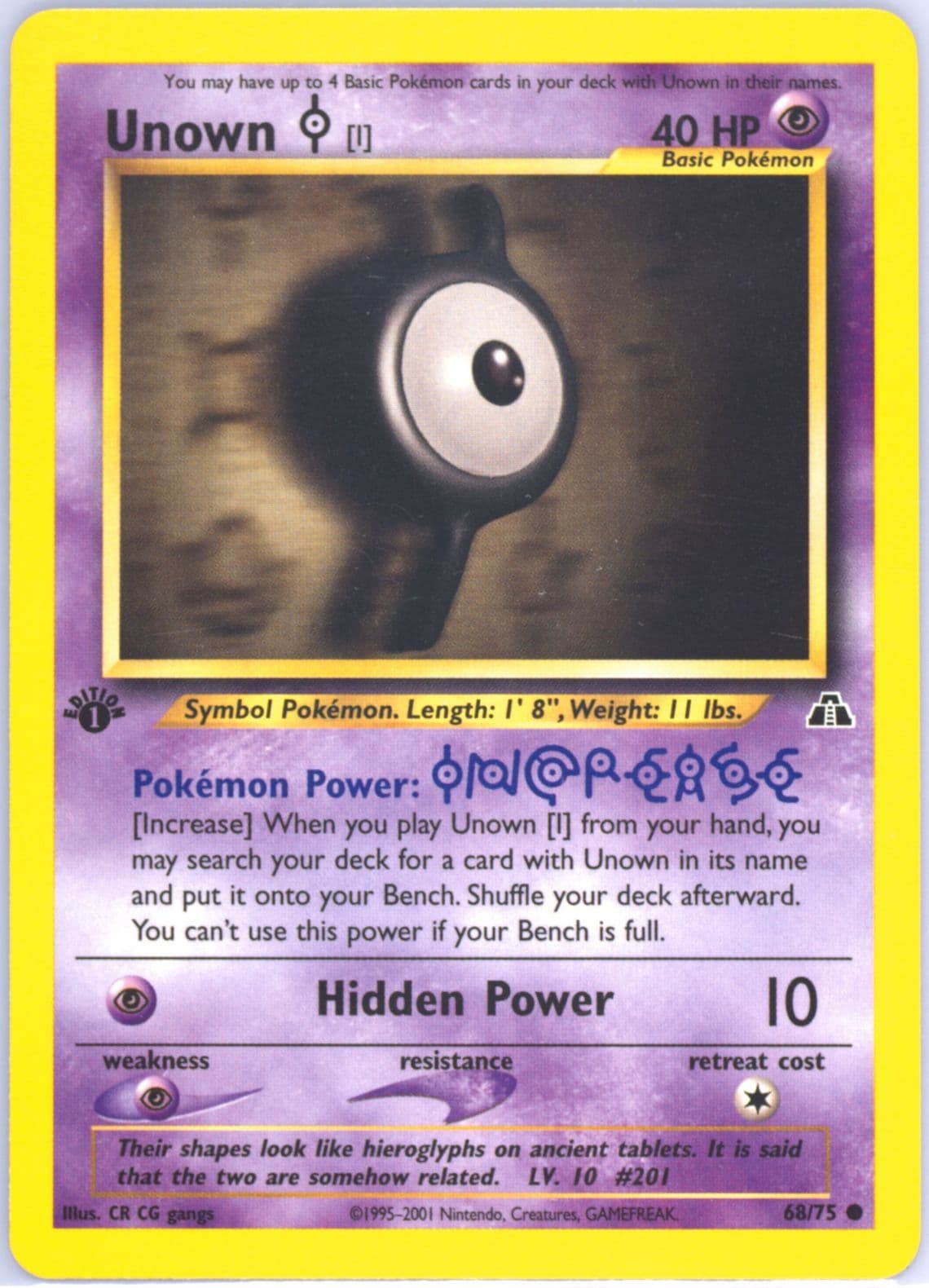 Unown I 1st Edition (68) 2001 Pokemon Neo Discovery