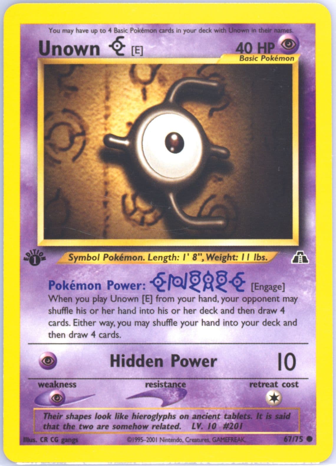 Unown E 1st Edition (67) 2001 Pokemon Neo Discovery
