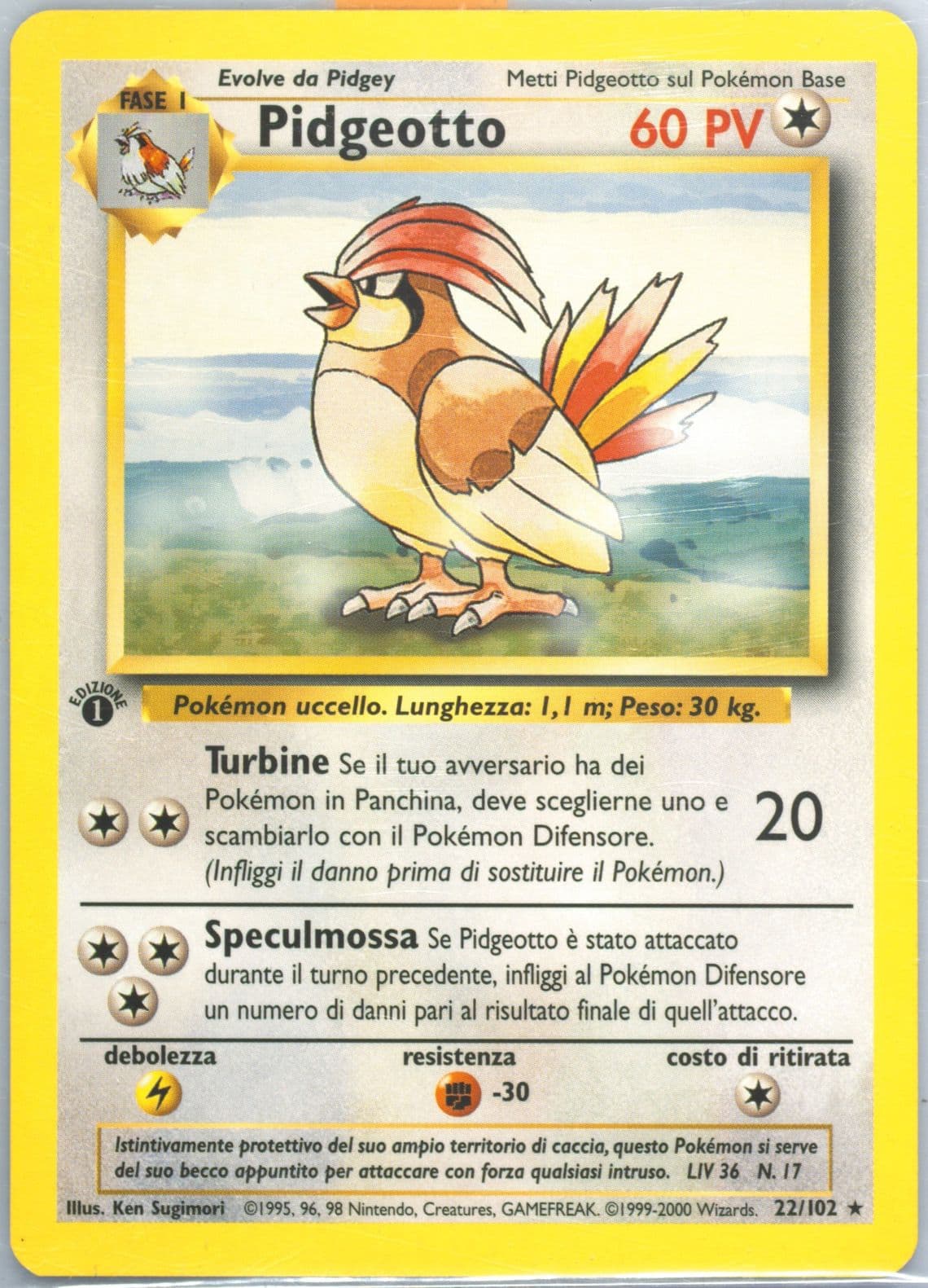 Pidgeotto 1st Edition-Italian (22) 2000 Pokemon Game