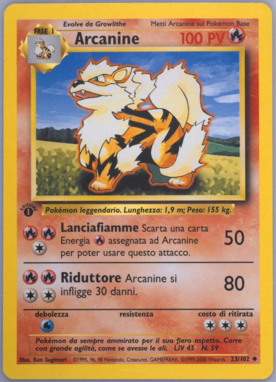 Arcanine 1st Edition-Italian (23) 2000 Pokemon Game