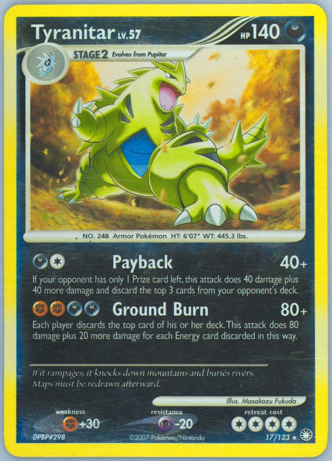 Tyranitar-Reverse Foil (17) 2007 Pokemon Diamond & Pearl Mysterious Treasures
